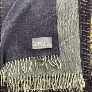 Birch brand grey 2 tone lambswool throw.Length 72” w 56” fringe 2 1/2”